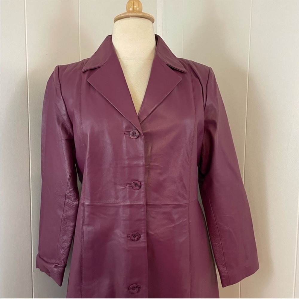 90s Chadwicks Purple Leather Jacket Women's XL Vintage Long Sleeve Classic Glam - Picture 2 of 11